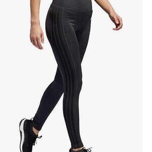NWOT Adidas Black-on-Black 3 Stripe Full Length Leggings/Tights 2X